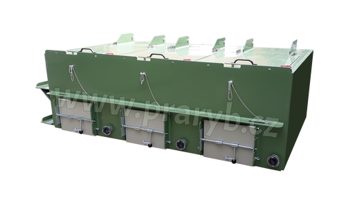 Bedna přepravní (monoblok - čtyřbox) plastová PP 2(1,9) x 4 x1m, průtokoměry a kompres. - , na přepravu živých ryb