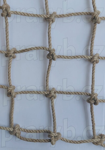 Síť ochranná ruční oka 70 mm, přírodní lano Juta 3pramenné pr.5 mm