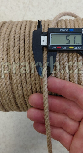 Lano juta stáčené 3pramenné. průměr 5 mm - (baleno po 100 m na cívce)