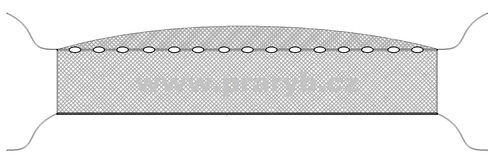 Síť zátahová oka 10 mm / výška 1,6 m x 15 m se žezly 2 m, v. mezi traky 1,3 m